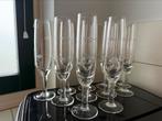 Champagne glazen van kristal met printje, Ophalen of Verzenden, Zo goed als nieuw, Overige typen