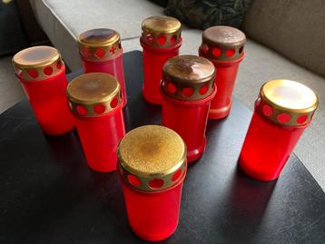 Set van 8 Rode Grafkaarsen kaarsen rouw graf beschikbaar voor biedingen