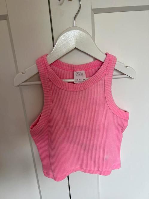 ZARA cropped top – Neonroze ribstof – Maat 140, Kinderen en Baby's, Kinderkleding | Maat 140, Gebruikt, Meisje, Shirt of Longsleeve