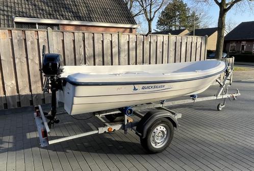 Zeer nette Quicksilver 360 compleet met motor en trailer, Watersport en Boten, Vis- en Consoleboten, Zo goed als nieuw, Tot 10 pk