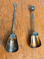 2 antieke brocante verzilverde diepe suikerscheppen schep, Ophalen of Verzenden