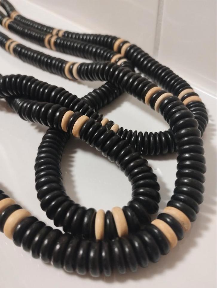 Vintage jaren zestig handgemaakte ketting zwarte hoorn, Sieraden, Tassen en Uiterlijk, Antieke sieraden, Ketting, Overige materialen