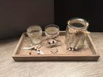 Plateau met decoratie glaasjes voor waxine lichtjes, Ophalen of Verzenden, Zo goed als nieuw