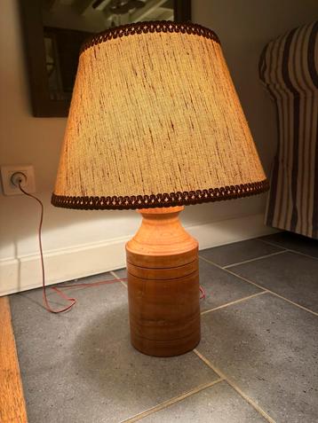 Vintage Houten Lamp met Geweven Kap - Nieuwstaat! beschikbaar voor biedingen