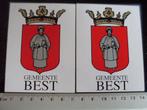 2x sticker plaats gemeente logo wapen embleem best, Verzenden, Zo goed als nieuw, Overige typen