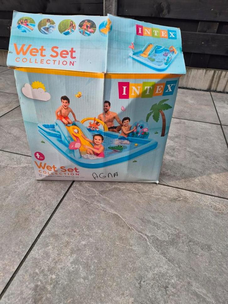 Intex Opblaaszwembad met glijbaan en figuren, Tuin en Terras, Zwembaden, Gebruikt, Opblaaszwembad, Minder dan 80 cm, 200 tot 400 cm