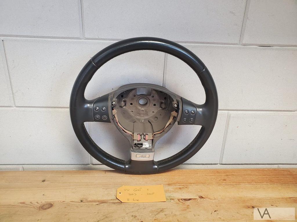 VW Golf 5 2003 - 2008 leer lederen stuur R LINE knoppen €75, Auto-onderdelen, Ophalen of Verzenden, Gebruikt, Volkswagen