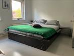 Auping bed + nachtkastjes, Auping spiraalbodems + matrassen, Huis en Inrichting, Slaapkamer | Bedden, 160 cm, Gebruikt, Bruin