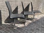 3x Arne Jacobsen Fritz Hansen Oxford chair LEER, Drie, Zwart, Design, Ophalen of Verzenden