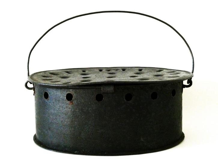 Antieke metalen voetenstoof stoof, Antiek en Kunst, Antiek | Woonaccessoires, Ophalen of Verzenden