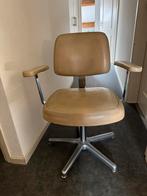 Vintage bureaustoel leer beige, Huis en Inrichting, Bureaustoelen, Ophalen, Gebruikt, Beige
