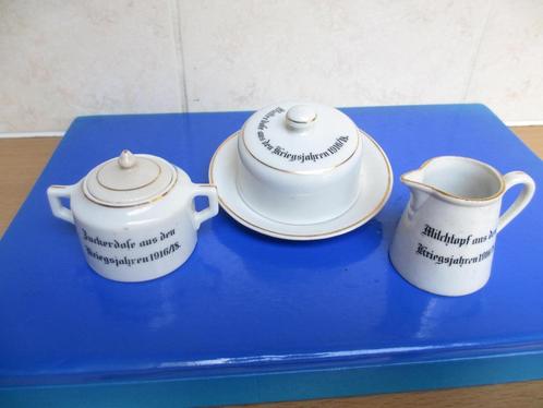 Antiek melkkannetje suikerpotje botervloot Kriegsjahren WW1, Antiek en Kunst, Antiek | Porselein, Ophalen of Verzenden
