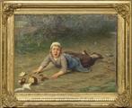 == het gevallen meisje === J H Otterbeek 1839-1902 ==, Antiek en Kunst, Kunst | Schilderijen | Klassiek, Ophalen