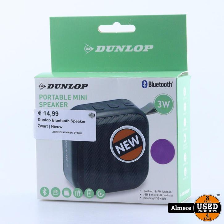 Dunlop Bluetooth Speaker Zwart | Nieuw, Auto diversen, Autospeakers, Nieuw