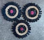 Vintage Rafia / Rieten onderzetters 3 st., Ophalen of Verzenden, Zo goed als nieuw, Pot of Pan