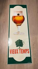 Origineel Vieux Temps emaille reclamebord, Verzamelen, Biermerken, Ophalen, Zo goed als nieuw, Reclamebord, Plaat of Schild, Overige merken