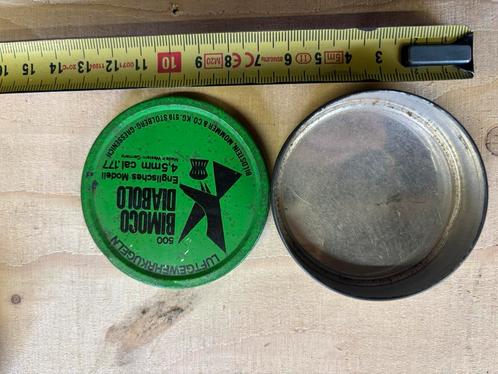 Vintage Bimco Diabolo 500 pelletblikje – 4,5 mm / .177, Verzamelen, Blikken, Gebruikt, Overige, Overige merken, Ophalen of Verzenden
