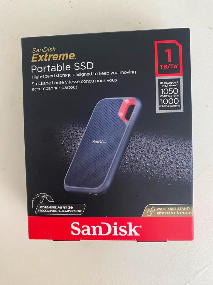 SanDisk Extreme Portable SSD 1TB - Nieuw!, Computers en Software, Harde schijven, Nieuw, Server, Extern, SSD, USB, Ophalen of Verzenden