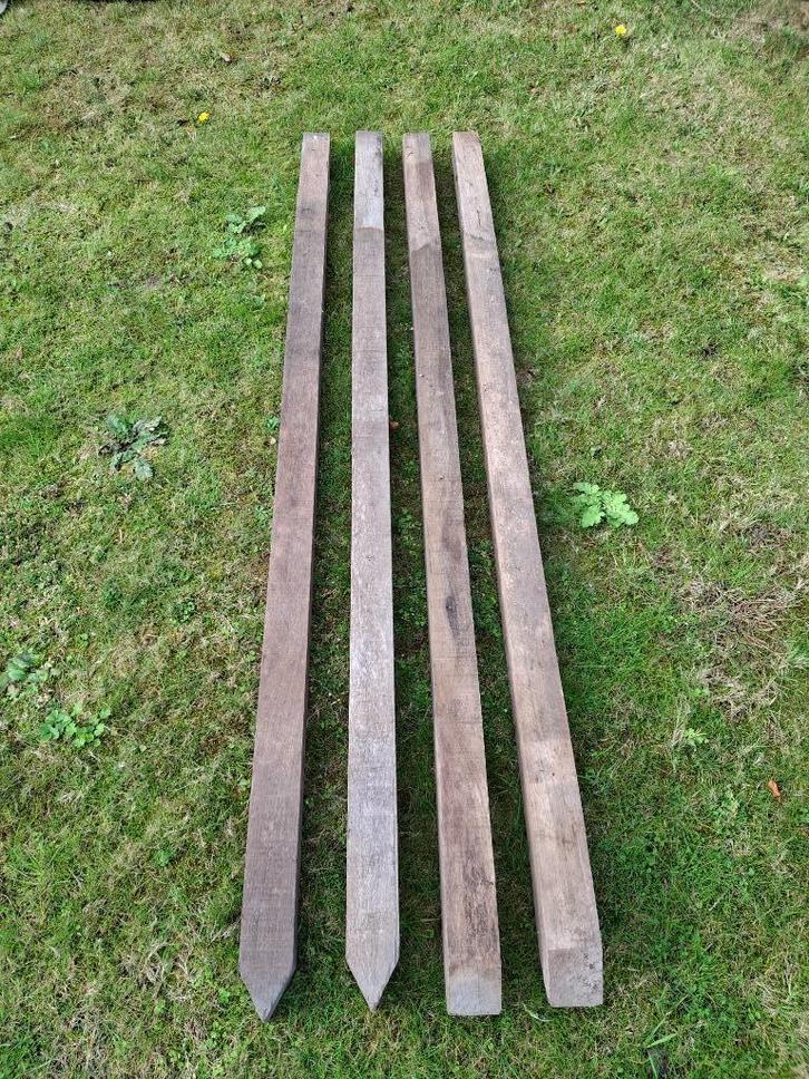 4 stuks hardhouten azobe palen 7 x 7 cm t.e.a.b., Tuin en Terras, Palen, Balken en Planken, Gebruikt, Palen, 180 tot 250 cm, Hardhout