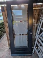 Hardhouten voordeur, Doe-het-zelf en Verbouw, Deuren en Horren, 80 tot 100 cm, Gebruikt, Glas, Buitendeur