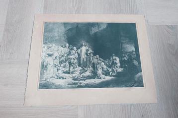 Reproductie " Honderdguldenprent" De predikende Christus. beschikbaar voor biedingen