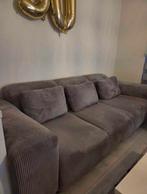 Grijze ribfluweel bank 2 delig, Ophalen, Overige materialen, Gebruikt, Rechte bank