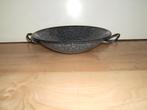 Oude emaille wok,donker grijs gewolkt,goed bruikbaar,roerbak, Antiek en Kunst, Antiek | Emaille, Ophalen of Verzenden