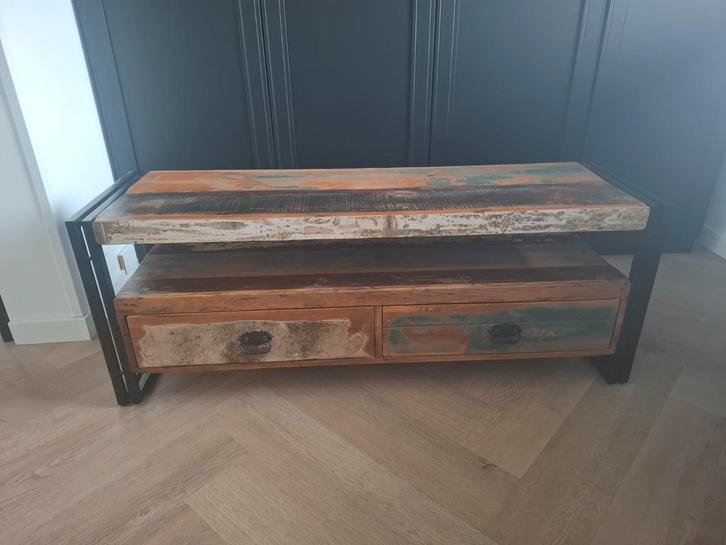 Tv meubel van mangohout, Huis en Inrichting, Kasten | Televisiemeubels, Zo goed als nieuw, Minder dan 100 cm, 100 tot 150 cm, 25 tot 50 cm