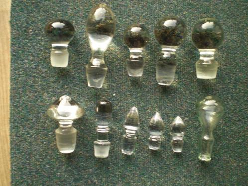 11 Verschillende Karaf Stoppen Glas-Kristal, Antiek en Kunst, Antiek | Glas en Kristal, Ophalen of Verzenden