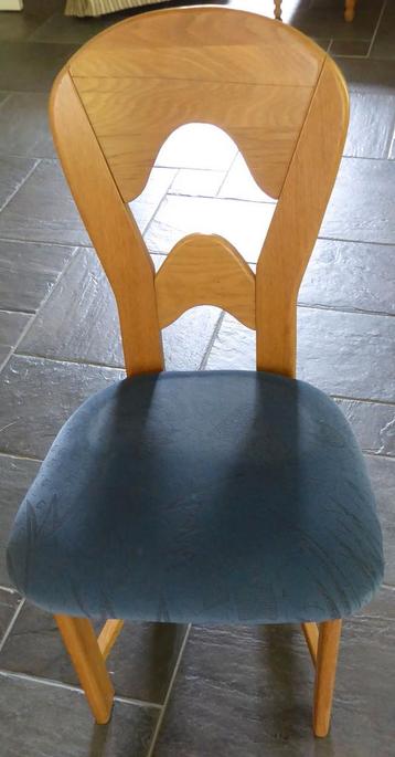 Set 4 eetkamer stoelen blank eiken met blauwe bekleding beschikbaar voor biedingen