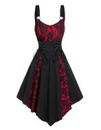 Gothic Jurk met Kant en Korsetdetails, Zwart, Maat 46/48 (XL) of groter, Nieuw, Ophalen of Verzenden