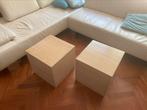 2 bloktafels hout whitewash 44x44 cm, Huis en Inrichting, Tafels | Salontafels, Ophalen, Gebruikt, 50 tot 100 cm, Minder dan 50 cm