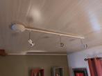plafondrail met 3 spotjes, Huis en Inrichting, Lampen | Spots, Gebruikt, Ophalen of Verzenden, Halogeen, Metaal of Aluminium
