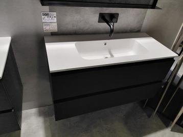 BADKAMERMEUBEL ZWART MAT 100x46 cm - showroommodel beschikbaar voor biedingen