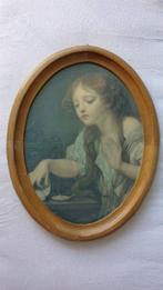 Vintage print van schilderij Jean-Baptiste Greuze, Ophalen, Minder dan 50 cm, Minder dan 50 cm, Print