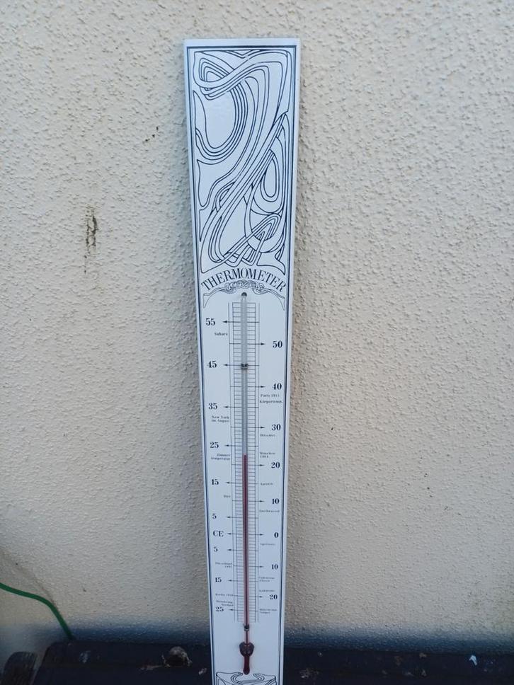 Grote  emaille thermometer  mooie apart en unieks, Audio, Tv en Foto, Weerstations en Barometers, Zo goed als nieuw, Ophalen of Verzenden