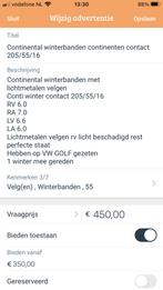 Continental contact winterbanden inclusief lichtmet205/55/16, Auto-onderdelen, Banden en Velgen, Nieuw, Ophalen of Verzenden