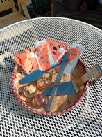 Taartscheppen en decoratie,  compleet met mes uit 1953, Ophalen of Verzenden, Gebruikt, Rvs of Chroom, Los bestek