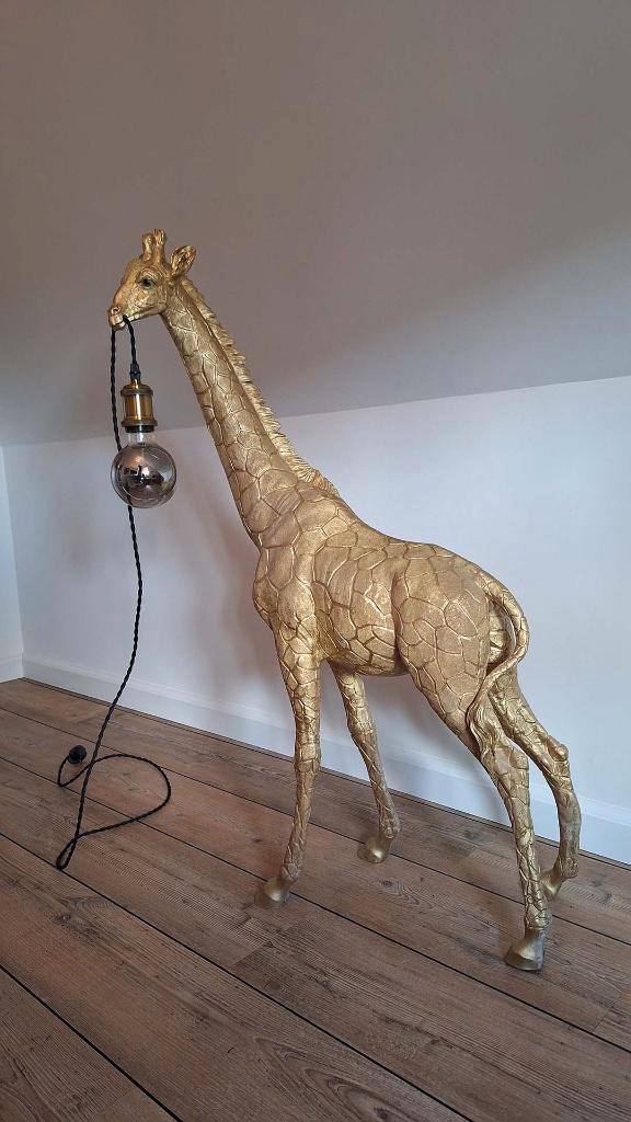 Giraffe lamp - goudkleurig 103cm hoog, Huis en Inrichting, Lampen | Tafellampen, Zo goed als nieuw, 75 cm of meer, Ophalen
