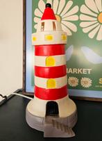 Sfeervolle vintage Heico Vuurtoren Lamp – Rood/Wit, Huis en Inrichting, Ophalen of Verzenden, Zo goed als nieuw, Kunststof, Minder dan 50 cm
