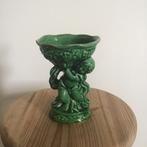 Groen keramieken vintage, vaasje, bloempotje, Ophalen, Gebruikt, Aardewerk of Porselein, Minder dan 50 cm