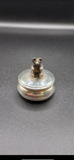 Kistje met Blauwe Voering en Beer, Antiek en Kunst, Ophalen of Verzenden, Zilver