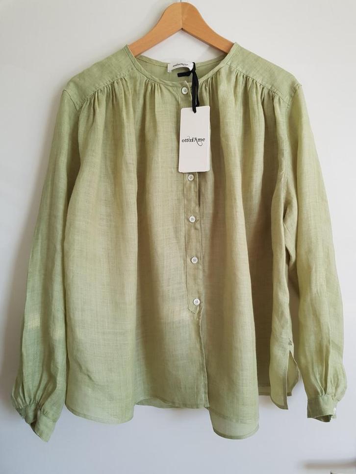 Ottod' Ame lente groene linnen/ ramie blouse maat 34/L nieuw, Kleding | Dames, Blouses en Tunieken, Nieuw, Maat 34 (XS) of kleiner