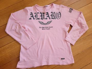 ALVARO roze longsleeve shirt stoere print maat L valt als M  beschikbaar voor biedingen