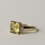 vintage 9 karaat gouden ring citrien en tanzanite, Verzenden, Geel, Dame, Goud