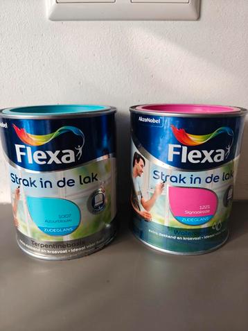 Flexa Lak - 2 Potten: Blauw (Terpentine) & Roze (Water) beschikbaar voor biedingen