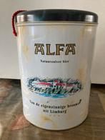 Alfa bier blik met bierviltjes div. biermerken, Ophalen of Verzenden, Gebruikt, Overige merken