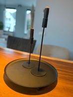 Zwarte metalen plateau met kandelaars, Huis en Inrichting, Woonaccessoires | Kandelaars en Kaarsen, Zwart, Ophalen of Verzenden