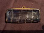 Vintage blauw lederen beursje, Sieraden, Tassen en Uiterlijk, Portemonnees, Overige merken, Gebruikt, Blauw, Ophalen of Verzenden