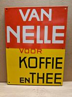 Van Nelle voor Koffie en Thee emaille reclamebord 50 x 38 cm, Ophalen of Verzenden, Zo goed als nieuw, Reclamebord
